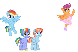 Size: 1280x865 | Tagged: safe, artist:aniakucyk, artist:emberskydragon, artist:xxmelody-scribblexx, derpibooru import, bow hothoof, rainbow dash, scootaloo, windy whistles, pegasus, pony, adopted, adopted daughter, adopted offspring, alternate hairstyle, ballerina, ballet, ballet slippers, base used, clothes, crossed arms, family, father and child, father and daughter, female, flying, freckles, grin, male, mare, mother and child, mother and daughter, older, older scootaloo, parent and child, parent:bow hothoof, parent:windy whistles, parents:windyhoof, scootadoption, scootaloo can fly, scootalove, shipping, siblings, sisters, smiling, spread wings, stallion, straight, tutu, windyhoof, wings