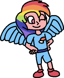 Size: 241x294 | Tagged: safe, artist:mega-poneo, derpibooru import, rainbow dash, human, g4, clothes, humanized, simple background, transparent background, winged humanization, wings