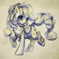 Size: 2000x2000 | Tagged: safe, artist:paipaipai163, derpibooru import, applejack, earth pony, pony, g4, bridle, female, mare, saddle, shoes, simple background, sneakers, tack, traditional art, white background