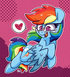 Size: 1640x1800 | Tagged: safe, artist:lou, derpibooru import, rainbow dash, pegasus, pony, g4, female, happy, heart, looking at you, mare, open mouth, open smile, smiling