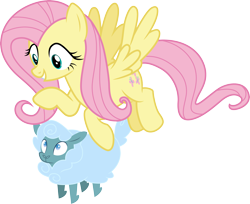 Size: 3681x3000 | Tagged: safe, artist:cloudy glow, derpibooru import, fluttershy, pegasus, pony, sheep, g4, .ai available, ewe, female, mare, simple background, transparent background, vector
