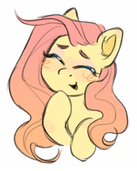Size: 2088x2610 | Tagged: safe, artist:resoi0, derpibooru import, fluttershy, pegasus, pony, g4, blush scribble, blushing, bust, cute, daaaaaaaaaaaw, eyes closed, female, high res, mare, open mouth, open smile, shyabetes, simple background, smiling, solo, white background