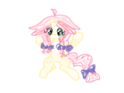 Size: 2000x1500 | Tagged: safe, artist:craftycirclepony, derpibooru import, oc, oc only, oc:crafty circles, unicorn, bow, crayon drawing, cute, female, filly, foal, hair bow, happy, horn, raised leg, self portrait, simple background, sitting, sketch, solo, traditional art, white background