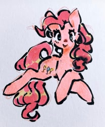 Size: 745x894 | Tagged: safe, artist:punkieple, derpibooru import, pinkie pie, earth pony, pony, female, mare, marker drawing, pink coat, pink hair, pink tail, solo, tail, traditional art