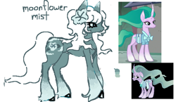Size: 688x398 | Tagged: safe, artist:junniepiepoopop, derpibooru import, screencap, mistmane, oc, oc only, oc:moonflower mist, earth pony, pony, unicorn, campfire tales, g4, coat markings, color palette, colored eartips, colored hooves, concave belly, descendant, earth pony oc, eye clipping through hair, flower, flower on ear, frown, gray coat, gray eyes, horn, long legs, long mane, long tail, narrowed eyes, profile, shiny hooves, simple background, slender, socks (coat marking), solo, standing, tail, text, thin, thin legs, unshorn fetlocks, vector, wavy mane, wavy tail, white background, white mane, white tail