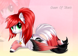 Size: 2173x1553 | Tagged: safe, artist:queenofsilvers, derpibooru import, oc, oc only, pegasus, pony, commission, female, gradient background, looking at you, lying down, mare, pegasus oc, prone, smiling, smiling at you, solo, sploot, tail, wings, zoom layer