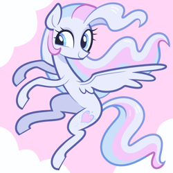 Size: 5000x5000 | Tagged: safe, derpibooru import, star catcher, pegasus, pony, g3, g4, cloud, cloudy, flowing mane, flying, g3 to g4, generation leap, multicolored hair, multicolored mane, multicolored tail, show accurate, simple background, solo, tail