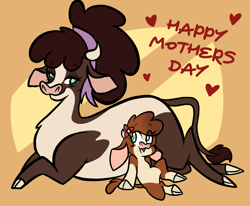Size: 2023x1668 | Tagged: safe, artist:steelsoul, derpibooru import, arizona cow, minnesota cow, cow, them's fightin' herds, community related, duo, female, mother and child, mother and daughter, mother's day, parent and child, simple background