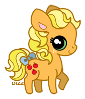 Size: 169x196 | Tagged: safe, artist:dizziness, derpibooru import, applejack (g1), earth pony, pony, g1, 2010, bow, chibi, colored pinnae, cute, dizziness's chibi ponies, female, freckles, looking at you, mare, outline, raised hoof, raised leg, simple background, solo, standing, tail, tail bow, transparent background