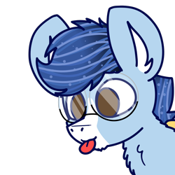 Size: 1920x1920 | Tagged: safe, alternate version, artist:nhale, derpibooru import, oc, oc only, oc:soaring spirit, pegasus, pony, armor, chest fluff, chin fluff, coat markings, ear fluff, ear markings, ears, glasses, male, multicolored hair, pegasus oc, simple background, solo, stallion, tongue, tongue out, transparent background, wing armor, wing brace, wings