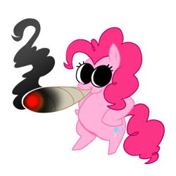 Size: 1500x1500 | Tagged: safe, artist:xekinise, derpibooru import, pinkie pie, earth pony, pony, g4, bipedal, blunt, dilated pupils, drug use, drugs, hooves on hips, marijuana, meme, pinkie high, shitposting, simple background, solo, staring at you, transparent background, wide eyes
