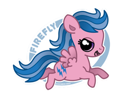 Size: 450x344 | Tagged: safe, artist:dizziness, derpibooru import, firefly, pegasus, pony, g1, >:d, bow, chibi, colored pinnae, cute, dizziness's chibi ponies, female, flying, looking at you, mare, outline, simple background, solo, spread wings, tail, tail bow, transparent background, wings