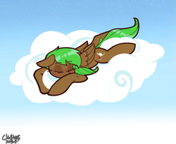 Size: 1033x845 | Tagged: safe, artist:chiefywiffy, derpibooru import, oc, oc only, pegasus, cloud, commission, gradient background, male, on a cloud, sleeping, sleeping on a cloud, solo, stallion, wings
