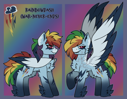 Size: 3500x2750 | Tagged: safe, artist:pegacousinceles, derpibooru import, rainbow dash, g4, au:war never ends, chest fluff, scar, solo