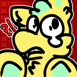 Size: 894x894 | Tagged: safe, artist:felixmcfurry, derpibooru import, oc, oc only, oc:lemon lime (felixmcfurry), fluffy pony, crying, exclamation point, interrobang, male, outline, question mark, solo, solo male, white outline