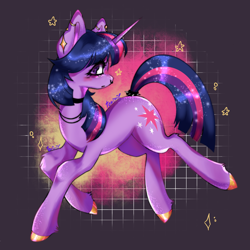Size: 3000x3000 | Tagged: safe, artist:toxikil, derpibooru import, twilight sparkle, unicorn twilight, pony, unicorn, g4, abstract background, choker, cute, ear piercing, earring, female, horn, jewelry, mare, necklace, nose piercing, nose ring, piercing, ring, solo, sparkly mane, sparkly tail, tail, tail ring