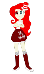 Size: 3300x5500 | Tagged: safe, artist:machakar52, derpibooru import, fluttershy, human, equestria girls, g4, alternate cutie mark, alternate universe, boots, clothes, crossed arms, cutie mark on clothes, elements of insanity, fluttershout, frown, hat, high heel boots, high heels, shirt, shoes, simple background, skirt, socks, solo, transparent background