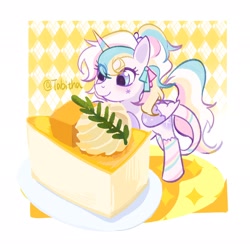 Size: 2048x2048 | Tagged: safe, artist:tabithaqu, derpibooru import, oc, alicorn, pony, female, food, mare, micro, pudding, solo