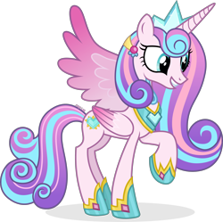 Size: 4000x3977 | Tagged: safe, artist:cirillaq, derpibooru import, princess flurry heart, alicorn, pony, g4, concave belly, crown, female, gauntlet, high res, jewelry, older, older flurry heart, regalia, simple background, slender, smiling, solo, thin, transparent background, vector