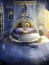 Size: 1698x2255 | Tagged: safe, artist:taiga-blackfield, derpibooru import, princess luna, g4, bed, bedroom, board game, fanfic, fanfic art, fanfic cover, letter, painting, plushie