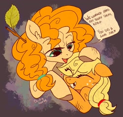 Size: 2012x1926 | Tagged: safe, artist:flutterbree, derpibooru import, applejack, pear butter, earth pony, g4, duo, female, mother and child, mother and daughter, parent and child