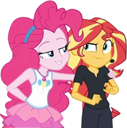 Size: 2498x2520 | Tagged: safe, derpibooru import, edit, edited screencap, editor:homersimpson1983, screencap, pinkie pie, sunset shimmer, human, equestria girls, g4, background removed, female, not a vector