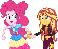 Size: 3011x2520 | Tagged: safe, derpibooru import, edit, edited screencap, editor:homersimpson1983, screencap, pinkie pie, sunset shimmer, human, equestria girls, g4, background removed, female, not a vector