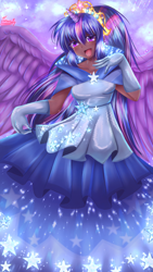 Size: 2880x5120 | Tagged: safe, artist:insanityproject24, derpibooru import, twilight sparkle, human, g4, alicorn humanization, clothes, dark skin, dress, element of magic, female, gala dress, high res, horn, horned humanization, humanized, open mouth, solo, twilight sparkle's first gala dress, winged humanization, wings