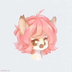 Size: 2048x2048 | Tagged: safe, artist:vanilla-chan, derpibooru import, oc, oc only, pony, ear fluff, ears, facial markings, gray background, mealy mouth (coat marking), simple background, solo