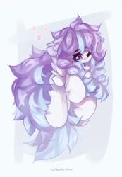Size: 1418x2048 | Tagged: safe, artist:vanilla-chan, derpibooru import, oc, oc only, oc:butterfly effect, pegasus, pony, abstract background, chest fluff, eyebrows, eyebrows visible through hair, female, fetlock tuft, mare, one eye closed, solo, wink
