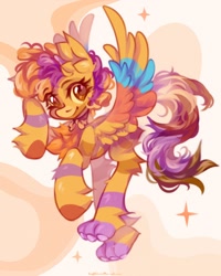 Size: 1640x2048 | Tagged: safe, artist:vanilla-chan, derpibooru import, oc, oc only, pegasus, pony, chest fluff, choker, colored wings, ear fluff, ears, female, fetlock tuft, flying, mare, paws, solo, spread wings, wings
