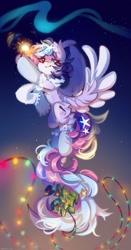 Size: 1075x2048 | Tagged: safe, artist:vanilla-chan, derpibooru import, oc, oc only, oc:starbright flow, pegasus, pony, clothes, ear fluff, ears, female, mare, new year, scarf, socks, solo, sparkler (firework), teary eyes