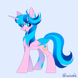 Size: 3000x3000 | Tagged: safe, artist:neonishe, derpibooru import, oc, oc only, oc:neon star, alicorn, pony, alicorn oc, concave belly, cute, horn, slender, solo, thin, wings