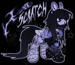 Size: 1179x1018 | Tagged: safe, artist:neutra1x, derpibooru import, oc, oc only, pegasus, pony, black background, female, goth, mare, outline, purple outline, simple background, solo, text