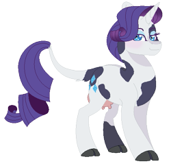 Size: 543x533 | Tagged: safe, artist:plixine, derpibooru import, rarity, cow, cow pony, pony, unicorn, cowified, horn, raricow, simple background, solo, species swap, transparent background, udder