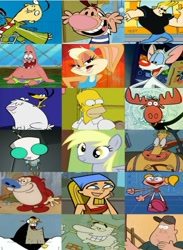 Size: 735x1005 | Tagged: safe, derpibooru import, screencap, derpy hooves, dog, human, moose, mouse, pegasus, pony, robot, 2 stupid dogs, barely pony related, billy, billy (the grim adventures of billy and mandy), blue nose, cartoon network, dee dee, dexter's laboratory, disney, disney xd, ed (ed edd n eddy), ed edd n eddy, fox (network), fox 5, gir, heffer wolfe, homer simpson, invader zim, johnny bravo, lindsay, lola bunny, lola bunny (the looney tunes show), looking at you, looney tunes, meta, nickelodeon, patrick star, pinky and the brain, ponytails, ren and stimpy, soos, spoilers for another series, spongebob squarepants, the grim adventures of billy and mandy, the looney tunes show, the simpsons, total drama, total drama island, twitter, warner brothers