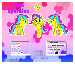 Size: 1340x1153 | Tagged: safe, derpibooru import, oc, pegasus, pony, blue, cute, pink, pinksparkles, yellow