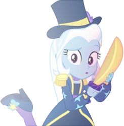 Size: 2474x2520 | Tagged: safe, artist:mrtoonlover83, derpibooru import, edit, edited screencap, screencap, trixie, human, better together, equestria girls, g4, street magic with trixie, background removed, female, not a vector, simple background, solo, sword, transparent background, weapon