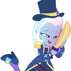 Size: 2529x2520 | Tagged: safe, derpibooru import, edit, edited screencap, editor:homersimpson1983, screencap, trixie, human, equestria girls, g4, street magic with trixie, background removed, female, my little pony equestria girls: better together, not a vector, simple background, solo, sword, transparent background, weapon