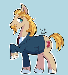 Size: 1310x1431 | Tagged: safe, derpibooru import, jeff letrotski, earth pony, pony, g4, clothes, cutie mark, full body, male, simple background, suit