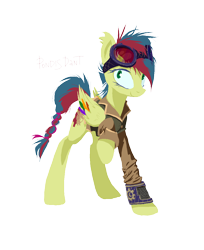 Size: 920x1125 | Tagged: safe, artist:kaermter, derpibooru import, oc, oc only, pegasus, pony, clothes, colored wings, female, goggles, goggles on head, jacket, mare, simple background, solo, transparent background, wings