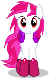 Size: 3000x4647 | Tagged: safe, artist:keronianniroro, derpibooru import, oc, oc only, oc:dazzler, pony, unicorn, clothes, gem, headphones, horn, looking at you, red eyes, simple background, solo, stockings, thigh highs, transparent background, vector