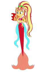 Size: 575x932 | Tagged: safe, artist:selenaede, artist:user15432, derpibooru import, sunset shimmer, mermaid, equestria girls, g4, alternate hairstyle, bare shoulders, base used, clothes, crossover, cutie mark on human, fairy, fairy wings, fairyized, fins, fish tail, flower, flower in hair, hand on hip, mermaid fairy, mermaid tail, mermaidix, mermaidized, mermay, ponied up, ponytail, red wings, simple background, smiling, species swap, tail, transparent background, wings, winx, winx club, winxified