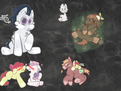 Size: 2160x1620 | Tagged: safe, artist:felixmcfurry, derpibooru import, apple bloom, big macintosh, button mash, rumble, sweetie belle, earth pony, pegasus, unicorn, 2d, :/, :p, art dump, blank flank, blushing, boop, chest fluff, colt, desaturated, digital art, exclamation point, female, feral, filly, foal, foal romance, horn, interrobang, juice, juice box, lesbian, lying down, male, no eyes, nom, on back, question mark, raised hoof, raised leg, ship:sweetiebloom, shipping, short tail, simple background, sketch, sketch dump, tail, text, tongue, tongue out, young
