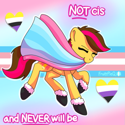 Size: 675x675 | Tagged: safe, artist:fruitypieq, oc, pride, solo, transgender pride flag