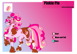 Size: 1920x1358 | Tagged: safe, artist:oneiria-fylakas, derpibooru import, pinkie pie, pony, alternate design, gradient background, reference sheet, solo