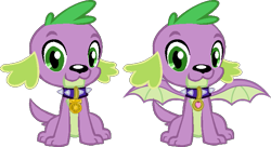 Size: 713x388 | Tagged: safe, derpibooru import, edit, editor:pascalmulokozi2, spike, spike the regular dog, dog, dragon, equestria girls, g4, collar, dog collar, dragon wings, jewelry, medal, medallion, necklace, solo, spike the dog, winged dog, winged spike, wings