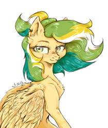 Size: 2488x2957 | Tagged: safe, artist:nazalik, derpibooru import, oc, oc only, oc:shinebite, oc:shinebite fantom.ent, pegasus, chest fluff, mane, multicolored eyes, multicolored hair, pegasus oc, piercing, simple background, transparent background