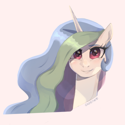 Size: 1881x1878 | Tagged: safe, artist:ghoasthead, derpibooru import, princess celestia, alicorn, pony, g4, bust, female, grin, looking at you, mare, simple background, smiling, smiling at you, solo, white background