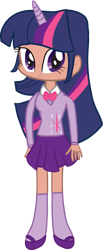 Size: 805x1957 | Tagged: safe, derpibooru import, twilight sparkle, human, g4, bowtie, clothes, cute, female, horn, horned humanization, humanized, shoes, simple background, skirt, socks, solo, sweater, sweater vest, tan skin, transparent background, twiabetes